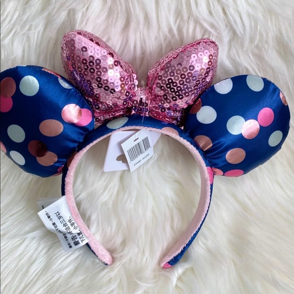 Minnie Mouse Navy Blue Polka Dots Ears - Picture 3 of 8